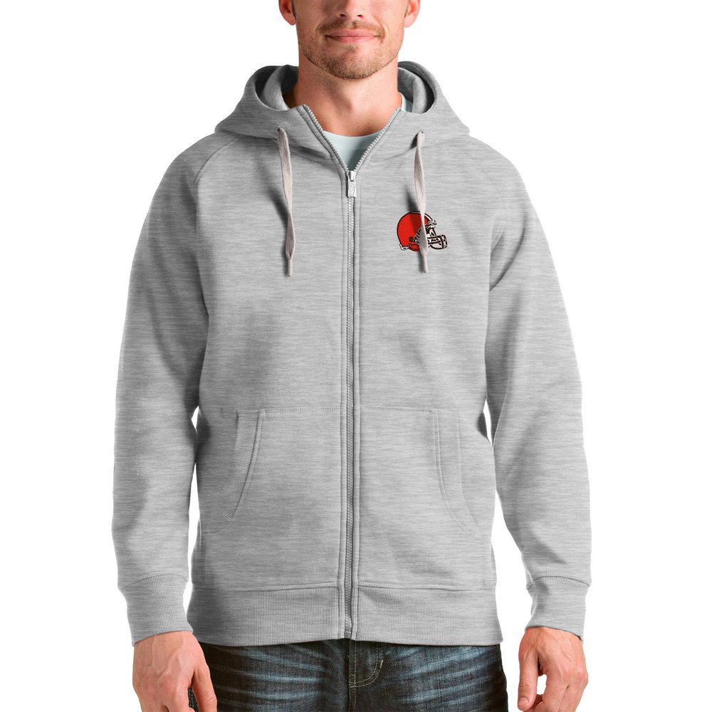 Cleveland Browns Antigua Victory Full-Zip Hoodie - Heather Gray