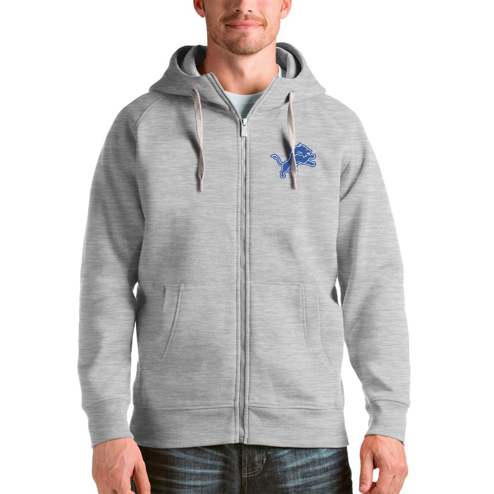 Detroit Lions Antigua Victory Full-Zip Hoodie - Heather Gray
