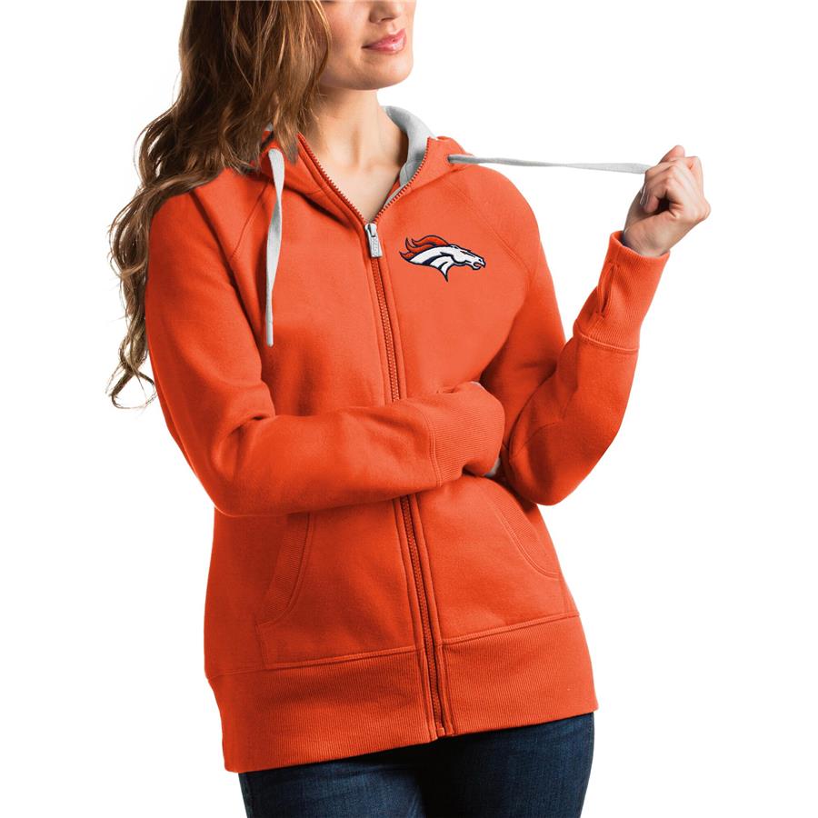 Denver Broncos Antigua Women's Victory Full-Zip Hoodie - Orange