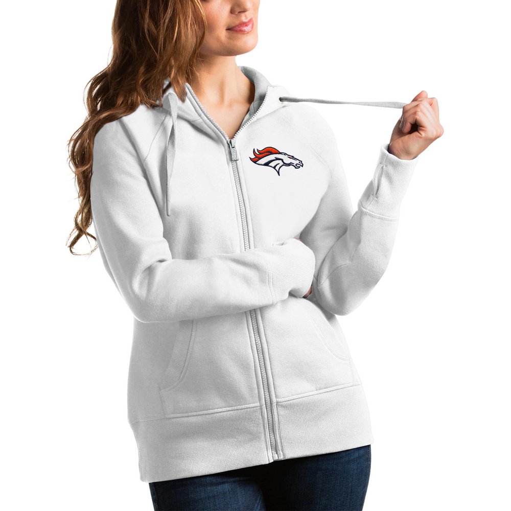 Denver Broncos Antigua Women's Victory Full-Zip Hoodie - White