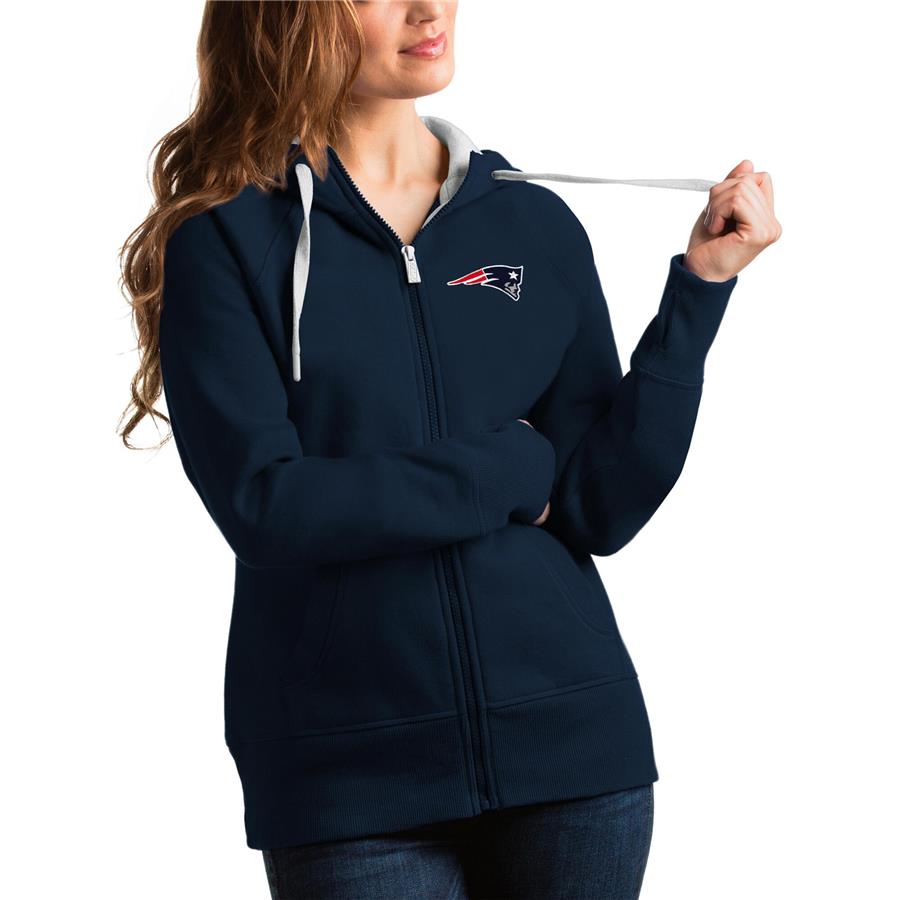 New England Patriots Antigua Women's Victory Full-Zip Hoodie - Navy