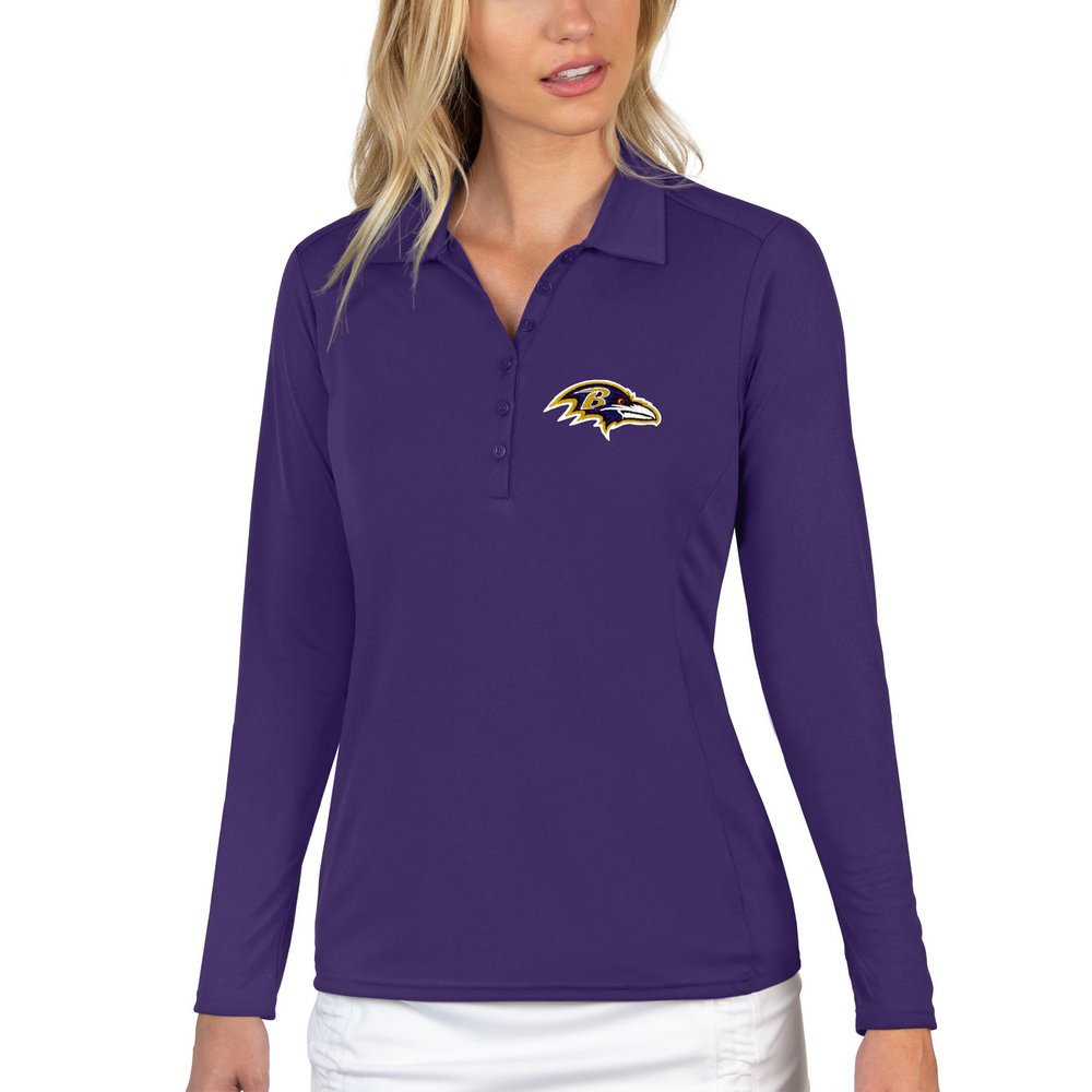 Baltimore Ravens Antigua Women's Tribute Long Sleeve Polo - Purple