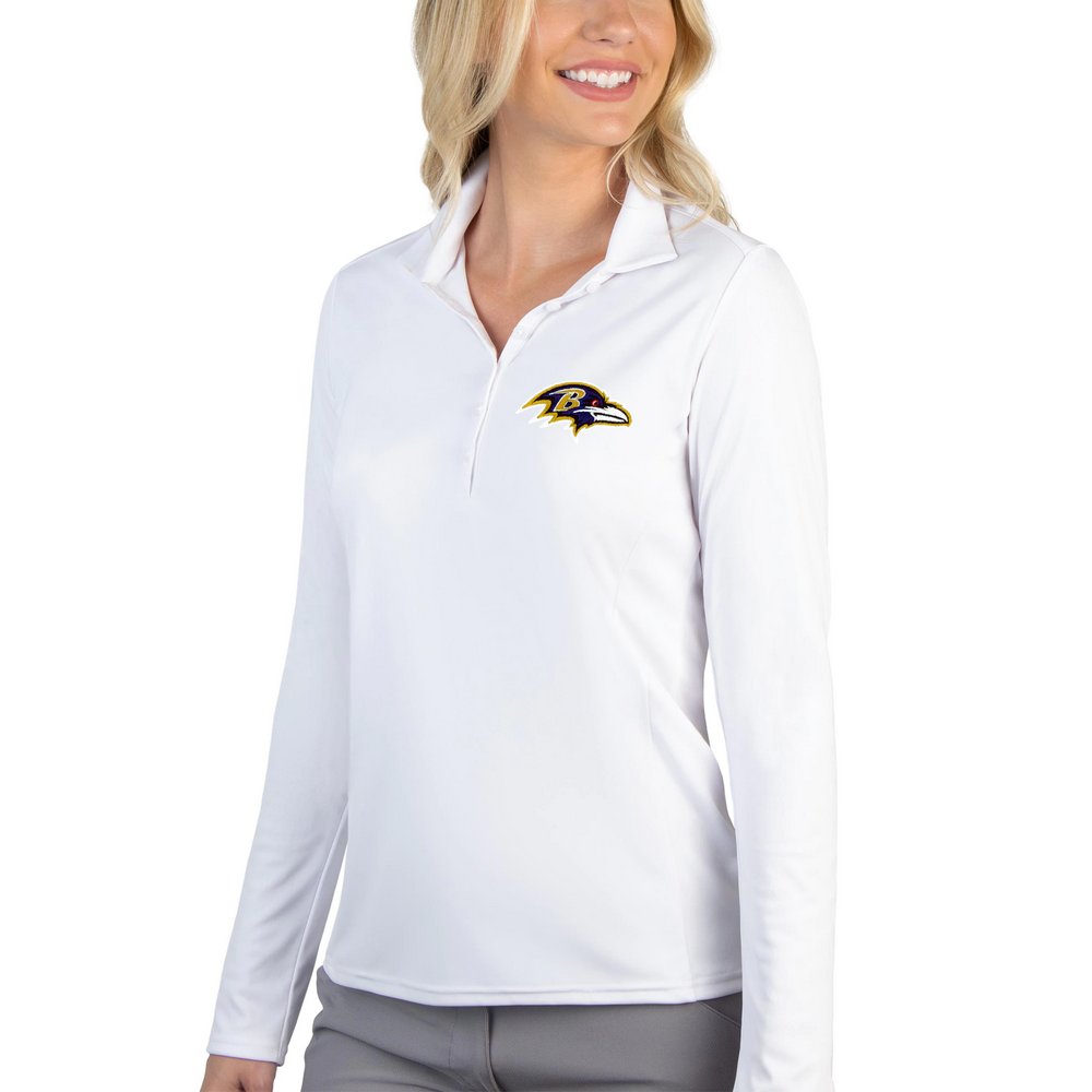 Baltimore Ravens Antigua Women's Tribute Long Sleeve Polo - White