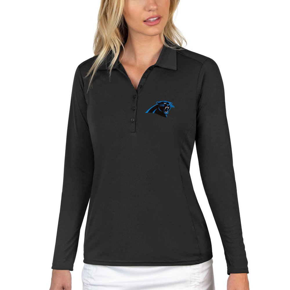 Carolina Panthers Antigua Women's Tribute Long Sleeve Polo - Black
