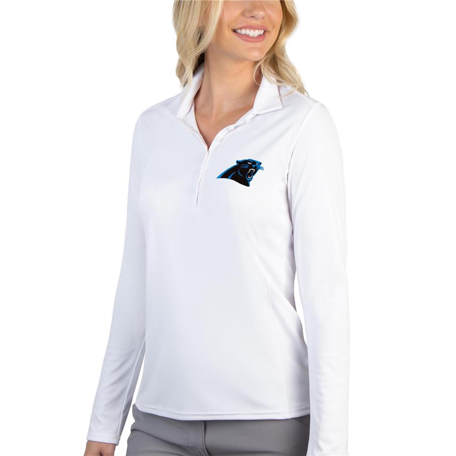 Carolina Panthers Antigua Women's Tribute Long Sleeve Polo - White