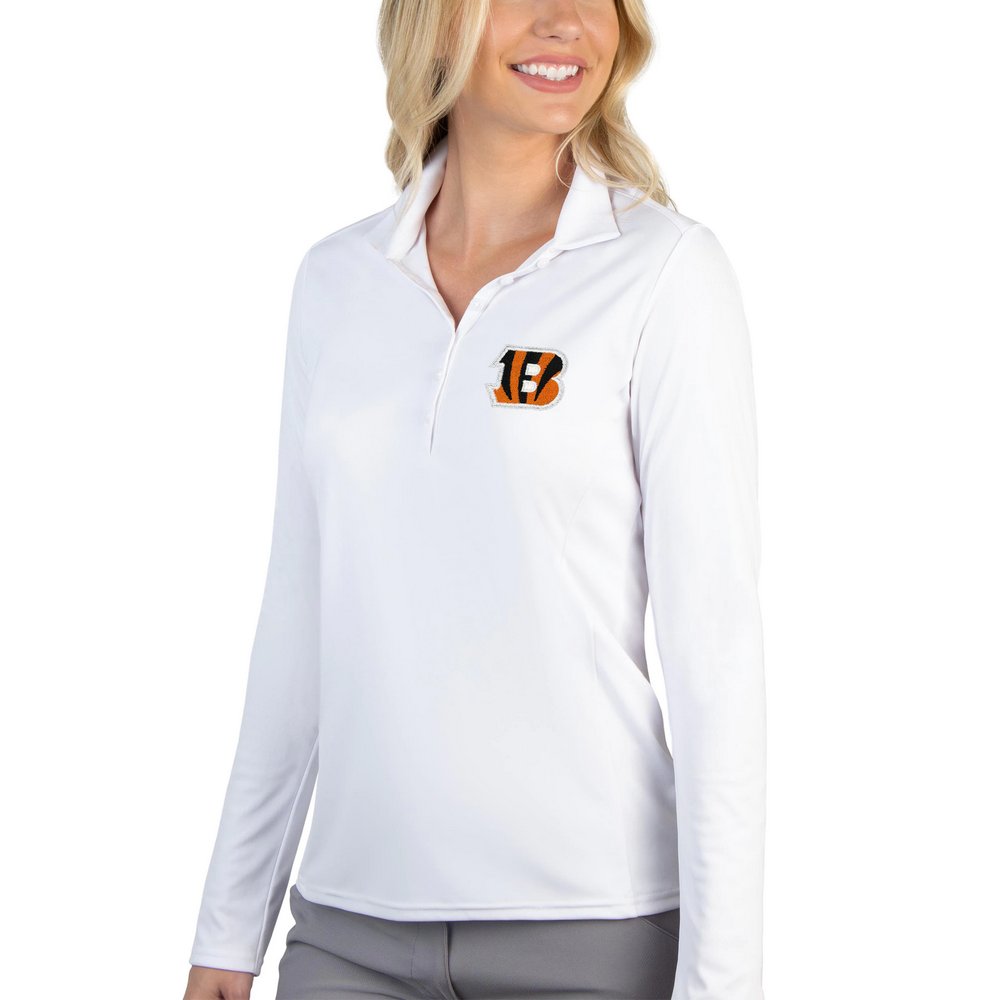 Cincinnati Bengals Antigua Women's Tribute Long Sleeve Polo - White
