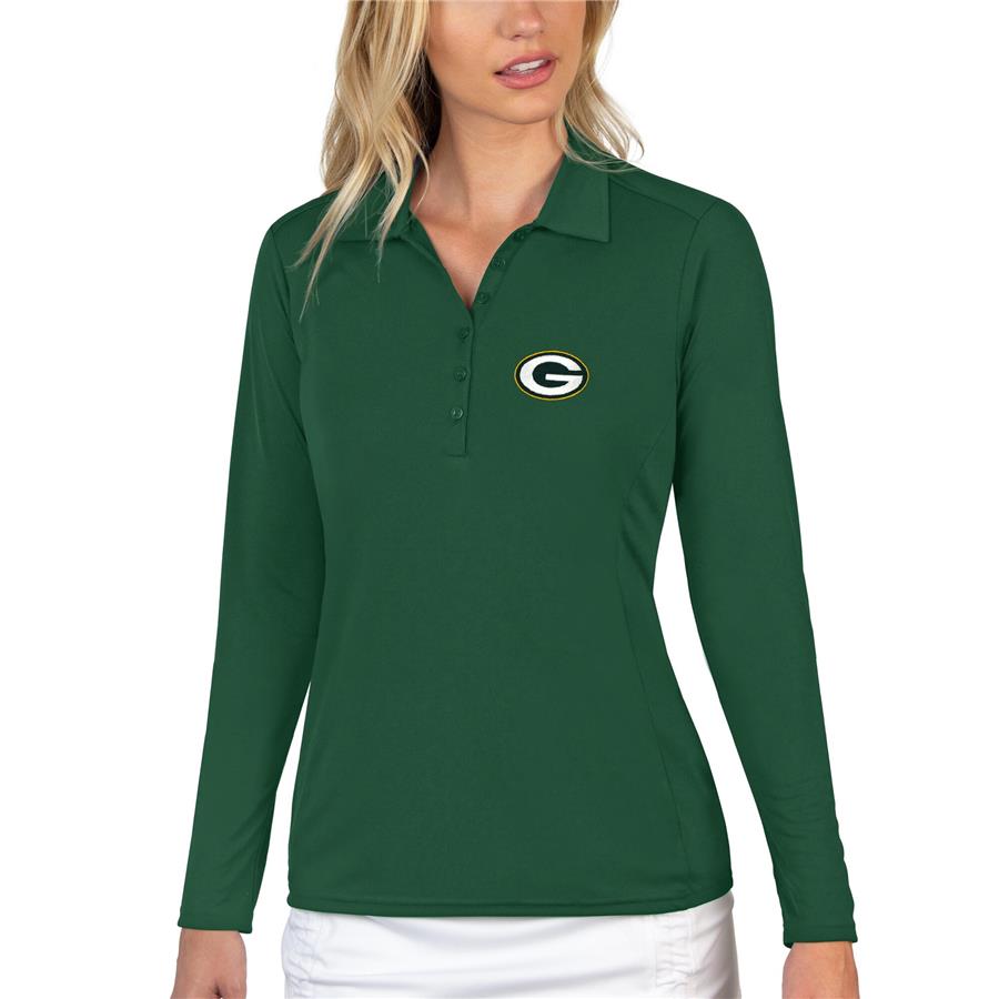 Green Bay Packers Antigua Women's Tribute Long Sleeve Polo - Green