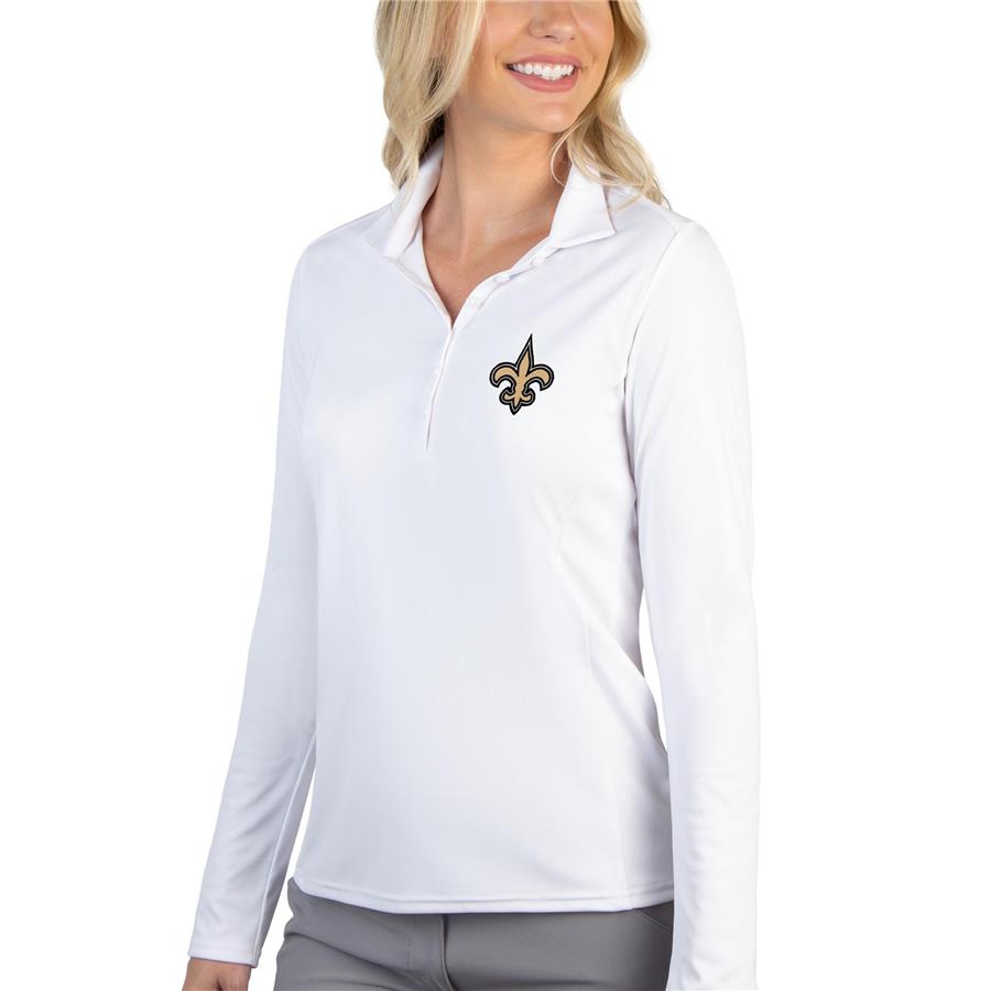 New Orleans Saints Antigua Women's Tribute Long Sleeve Polo - White