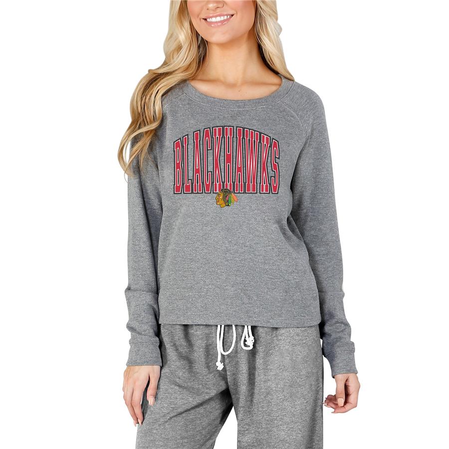 Chicago Blackhawks Concepts Sport Women's Mainstream Terry Long Sleeve Top - Gray