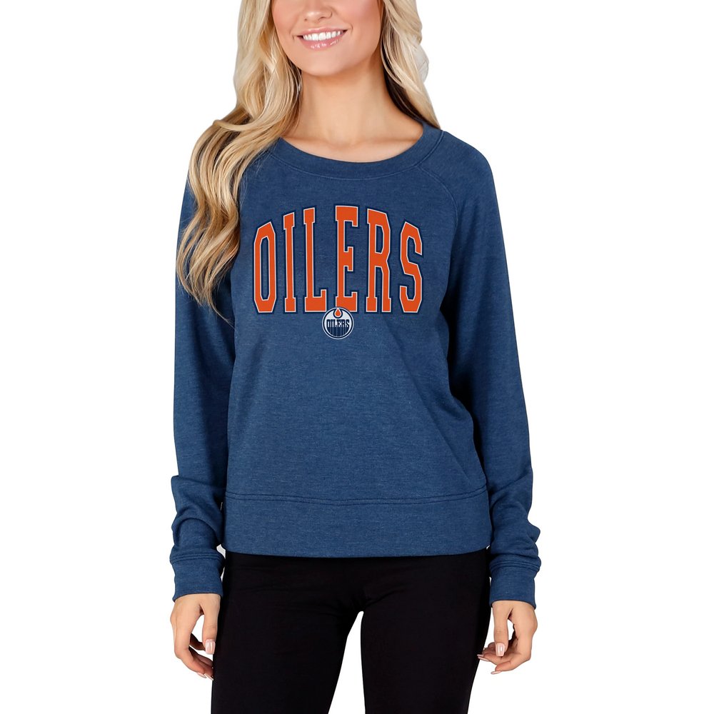 Edmonton Oilers Concepts Sport Women's Mainstream Terry Long Sleeve Top - Navy