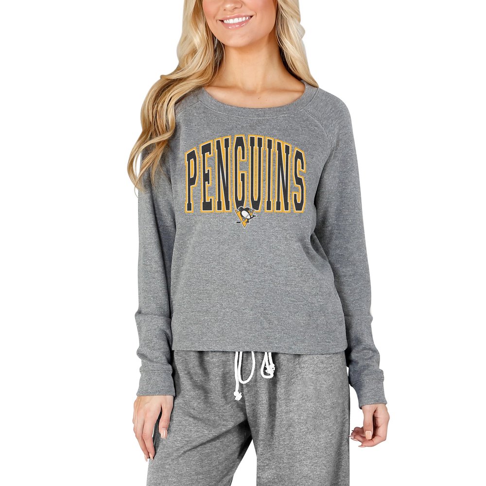 Pittsburgh Penguins Concepts Sport Women's Mainstream Terry Long Sleeve Top - Gray