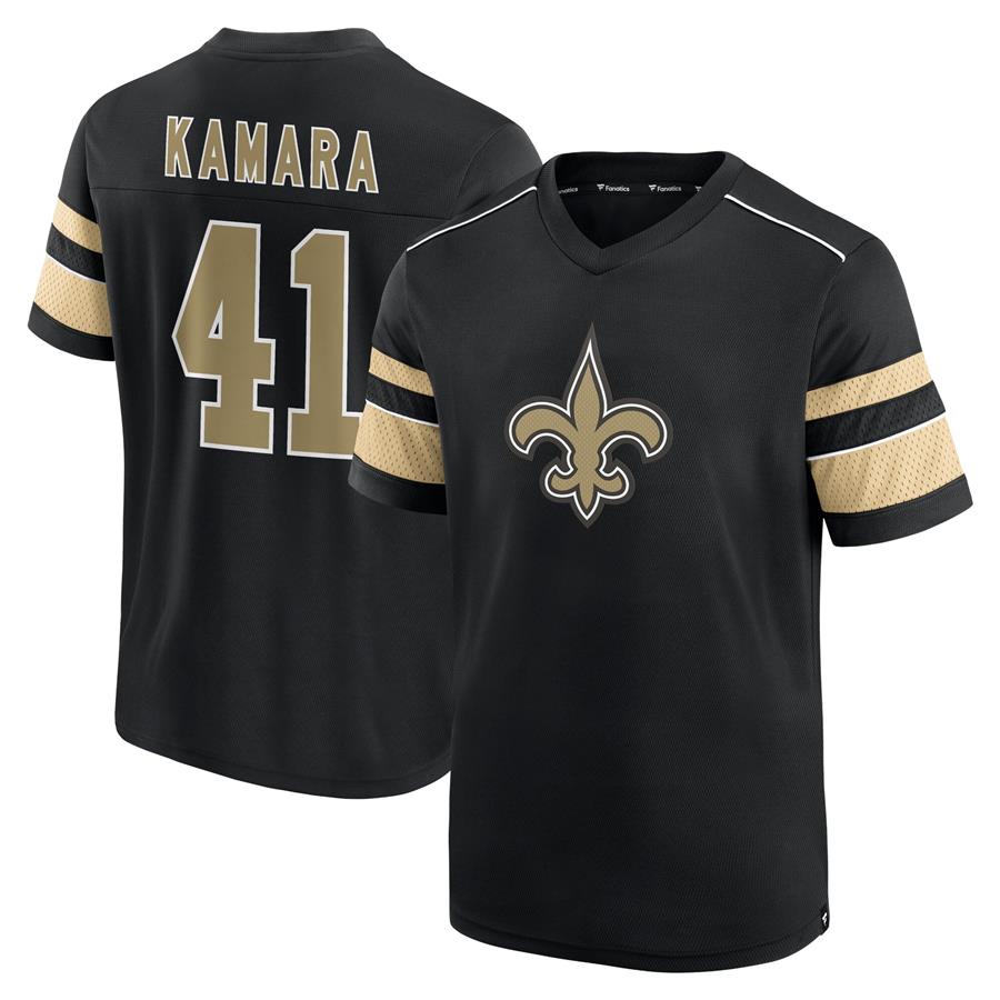 Alvin Kamara New Orleans Saints Fanatics Branded Hashmark Name & Number V-Neck T-Shirt - Black