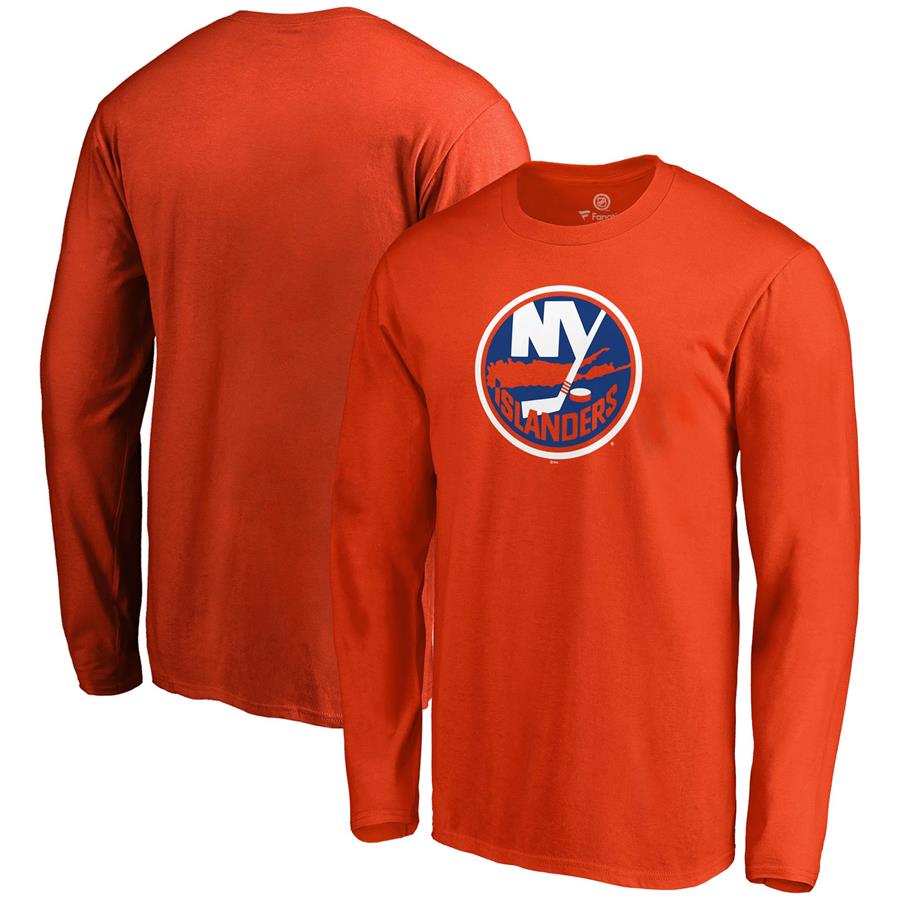 New York Islanders Fanatics Branded Primary Logo Long Sleeve T-Shirt - Orange