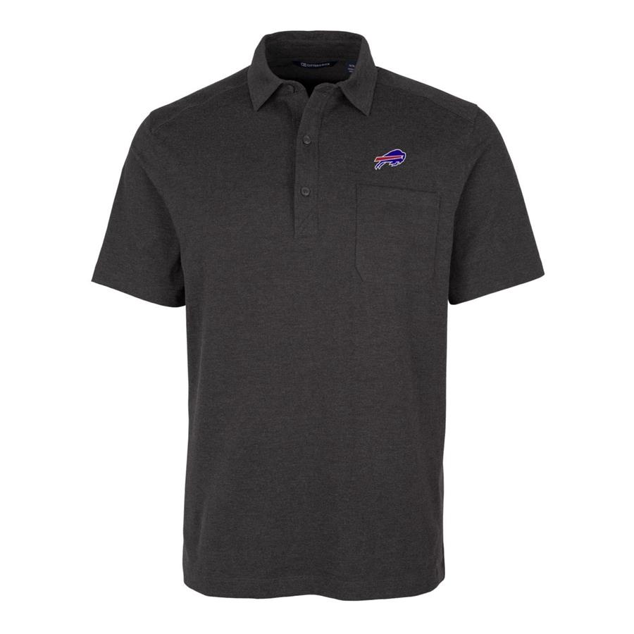 Buffalo Bills Cutter & Buck Advantage Jersey Tri-Blend Polo - Heathered Black