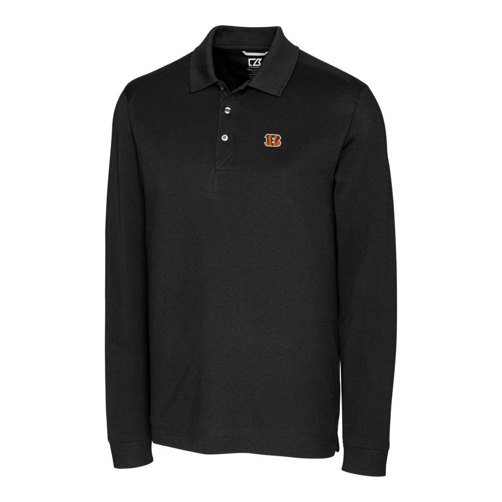 Cincinnati Bengals Cutter & Buck Advantage Long Sleeve Polo - Black