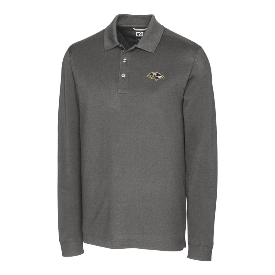 Baltimore Ravens Cutter & Buck Advantage Long Sleeve Polo - Gray