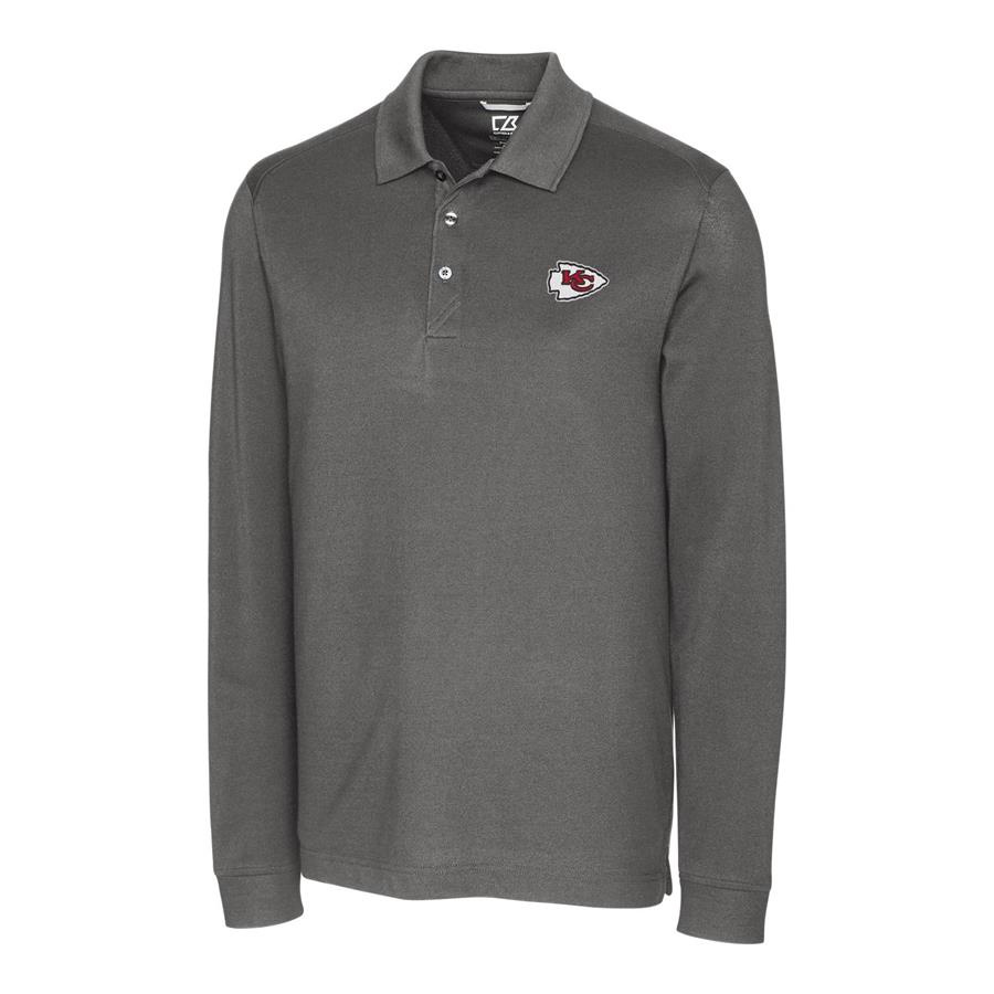 Kansas City Chiefs Cutter & Buck Advantage Long Sleeve Polo - Gray