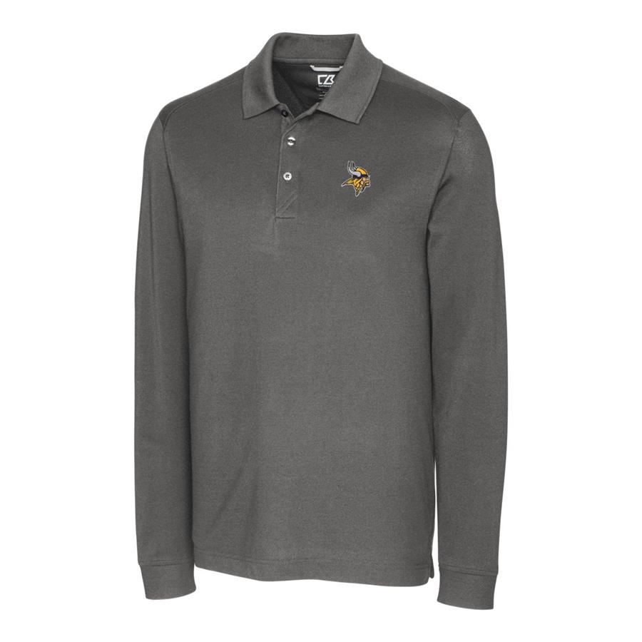 Minnesota Vikings Cutter & Buck Advantage Long Sleeve Polo - Gray