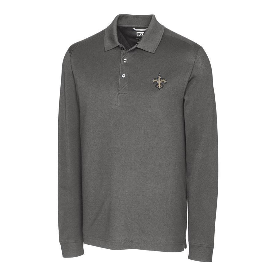 New Orleans Saints Cutter & Buck Advantage Long Sleeve Polo - Gray