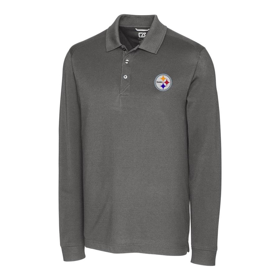 Pittsburgh Steelers Cutter & Buck Advantage Long Sleeve Polo - Gray