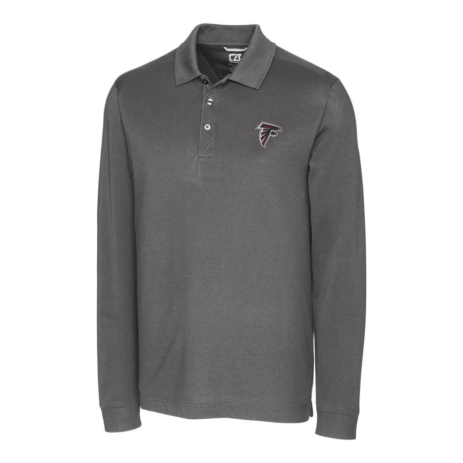 Atlanta Falcons Cutter & Buck Advantage Long Sleeve Polo - Gray