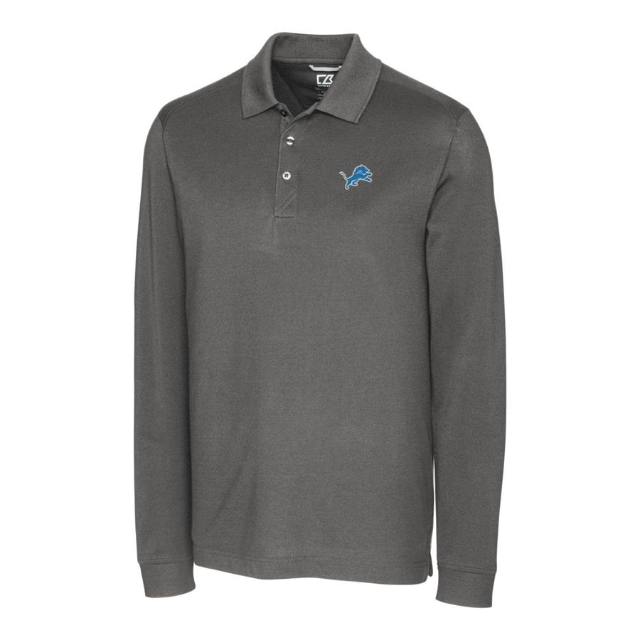 Detroit Lions Cutter & Buck Advantage Long Sleeve Polo - Gray
