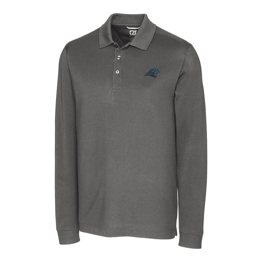 Carolina Panthers Cutter & Buck Advantage Long Sleeve Polo - Gray