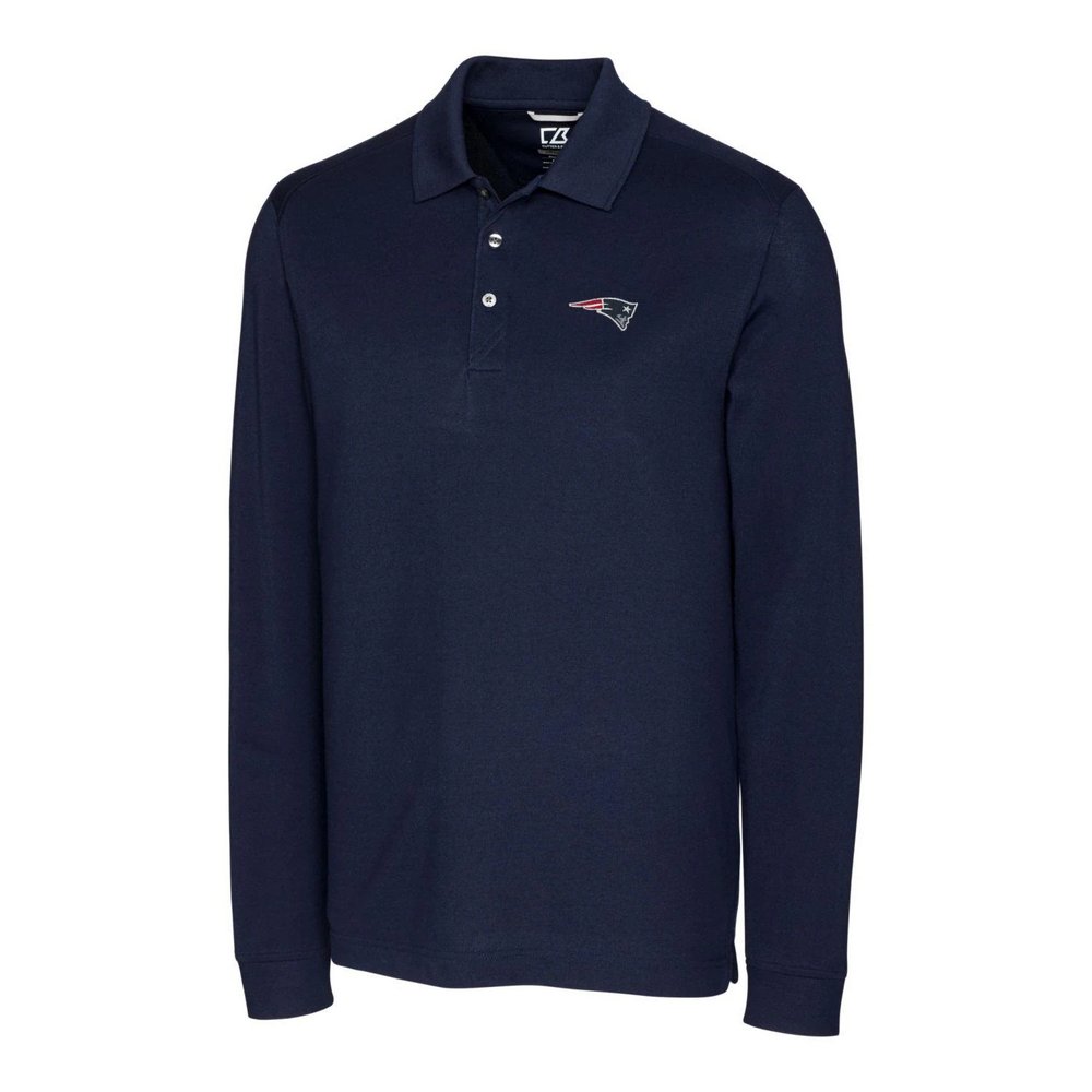 New England Patriots Cutter & Buck Advantage Long Sleeve Polo - Navy