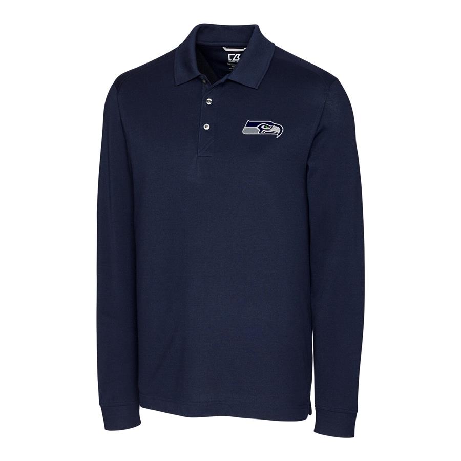 Seattle Seahawks Cutter & Buck Advantage Long Sleeve Polo - College Navy