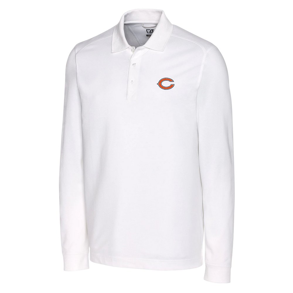 Chicago Bears Cutter & Buck Advantage Long Sleeve Polo - White