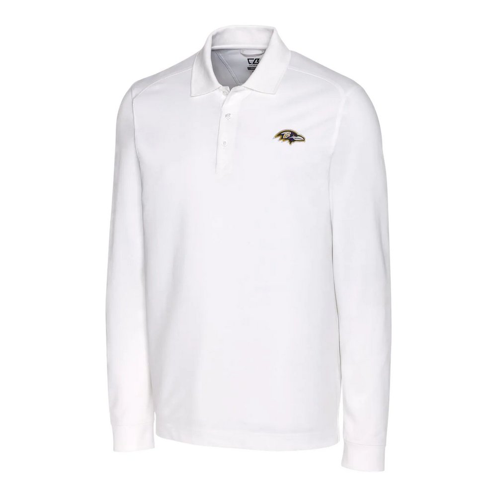 Baltimore Ravens Cutter & Buck Advantage Long Sleeve Polo - White