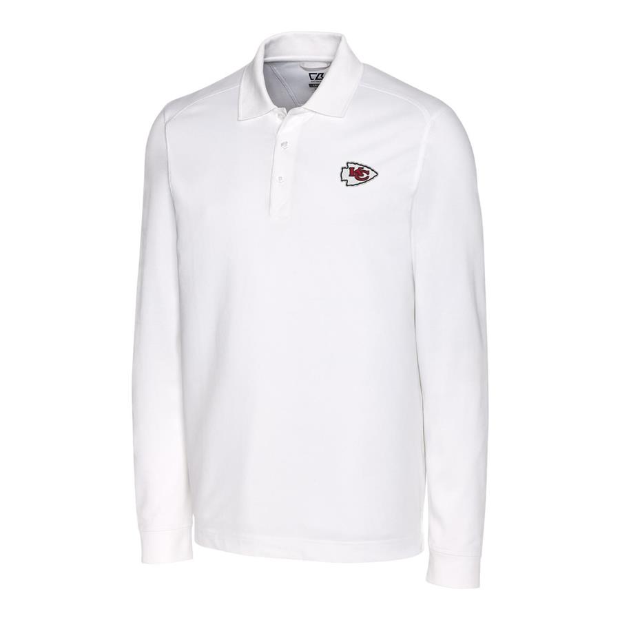 Kansas City Chiefs Cutter & Buck Advantage Long Sleeve Polo - White