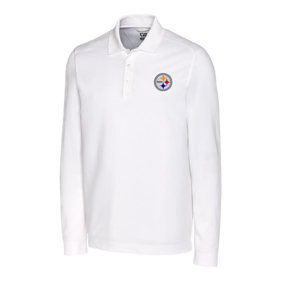Pittsburgh Steelers Cutter & Buck Advantage Long Sleeve Polo - White