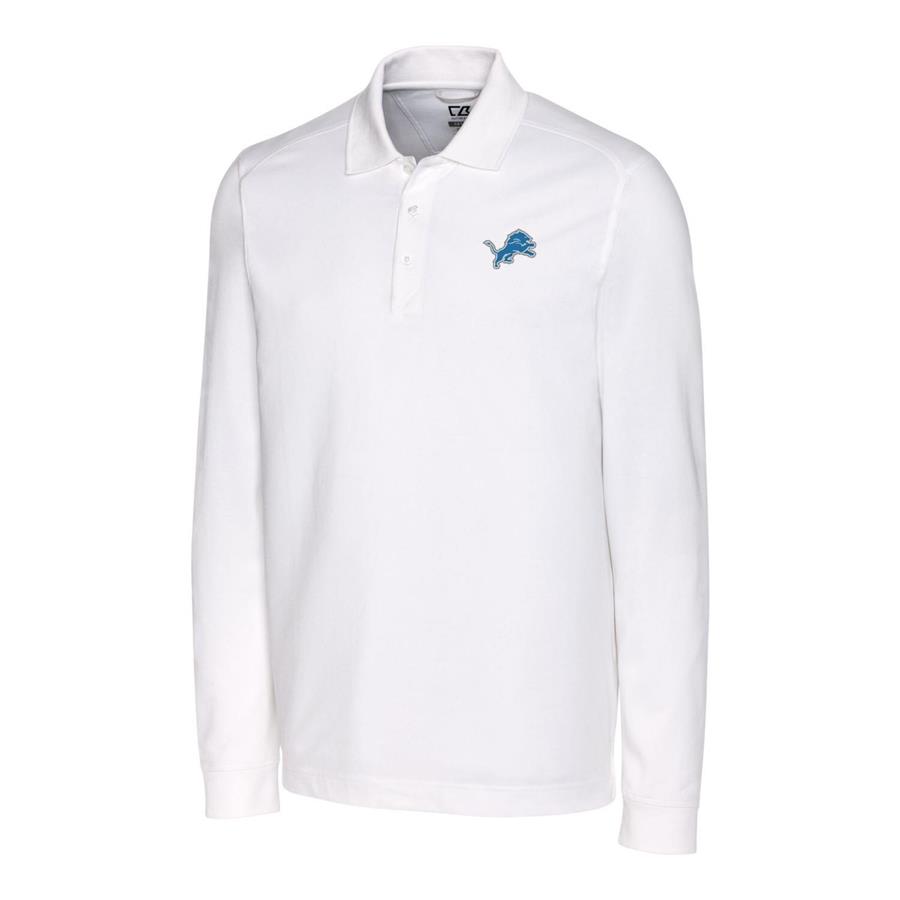 Detroit Lions Cutter & Buck Advantage Long Sleeve Polo - White