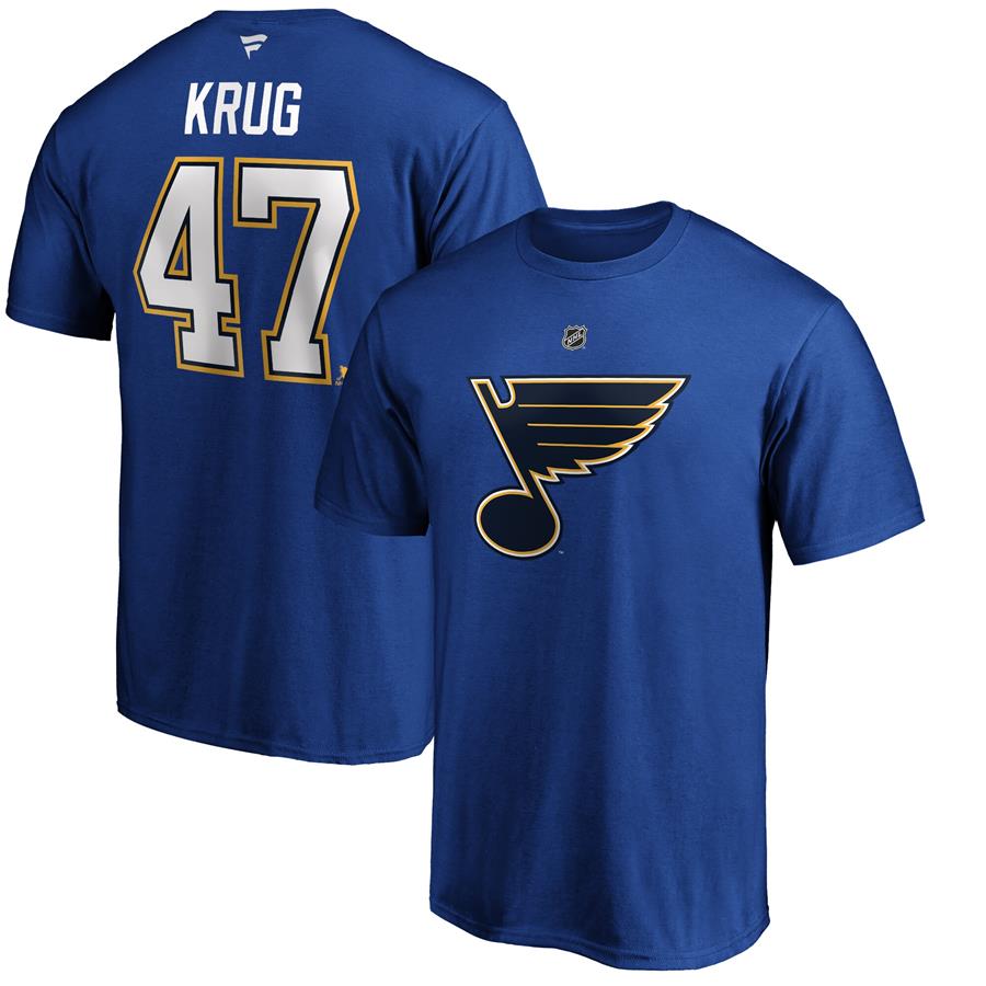 Torey Krug St. Louis Blues Fanatics Branded Authentic Stack Name & Number T-Shirt - Blue