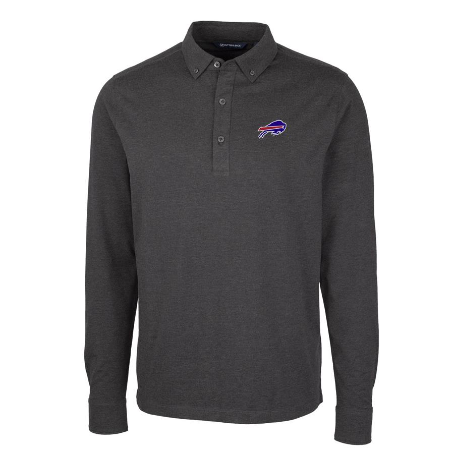 Buffalo Bills Cutter & Buck Advantage Jersey Long Sleeve Polo - Heathered Black