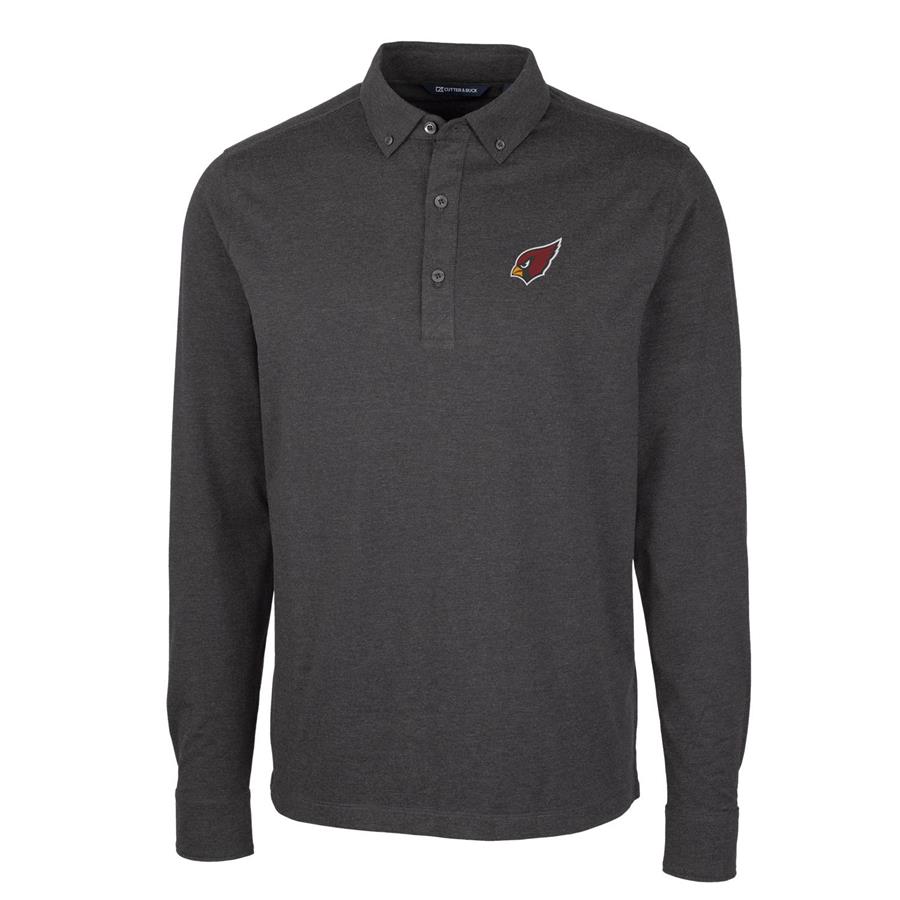 Arizona Cardinals Cutter & Buck Advantage Jersey Long Sleeve Polo - Heather Black