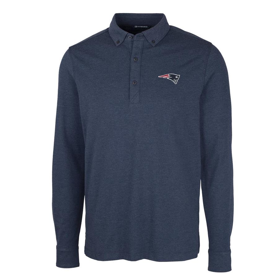 New England Patriots Cutter & Buck Advantage Jersey Long Sleeve Polo - Heather Navy