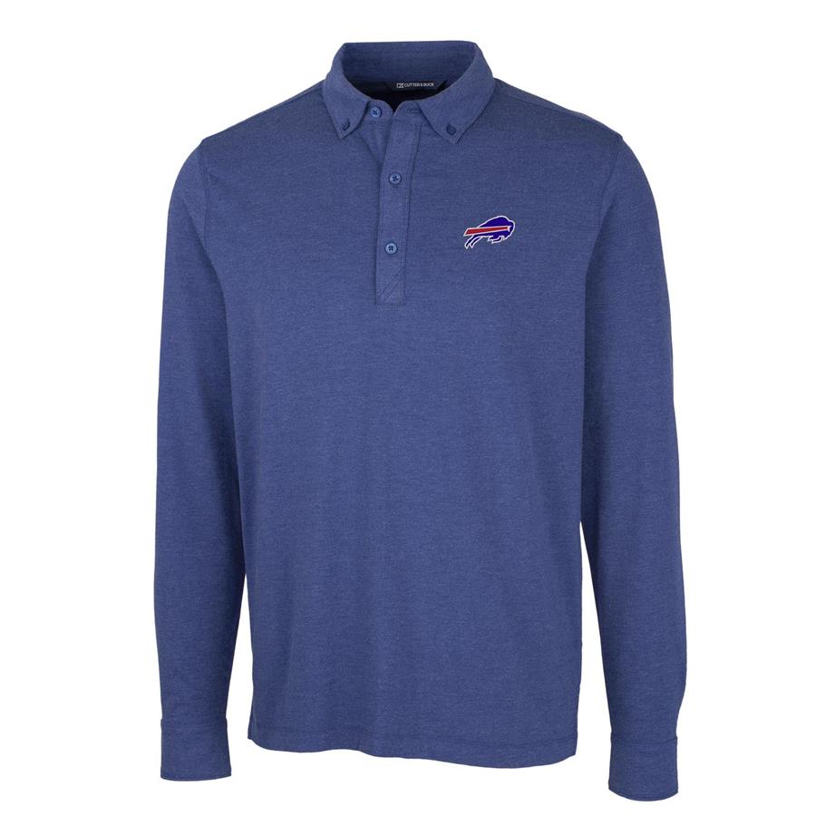 Buffalo Bills Cutter & Buck Advantage Jersey Long Sleeve Polo - Heathered Royal