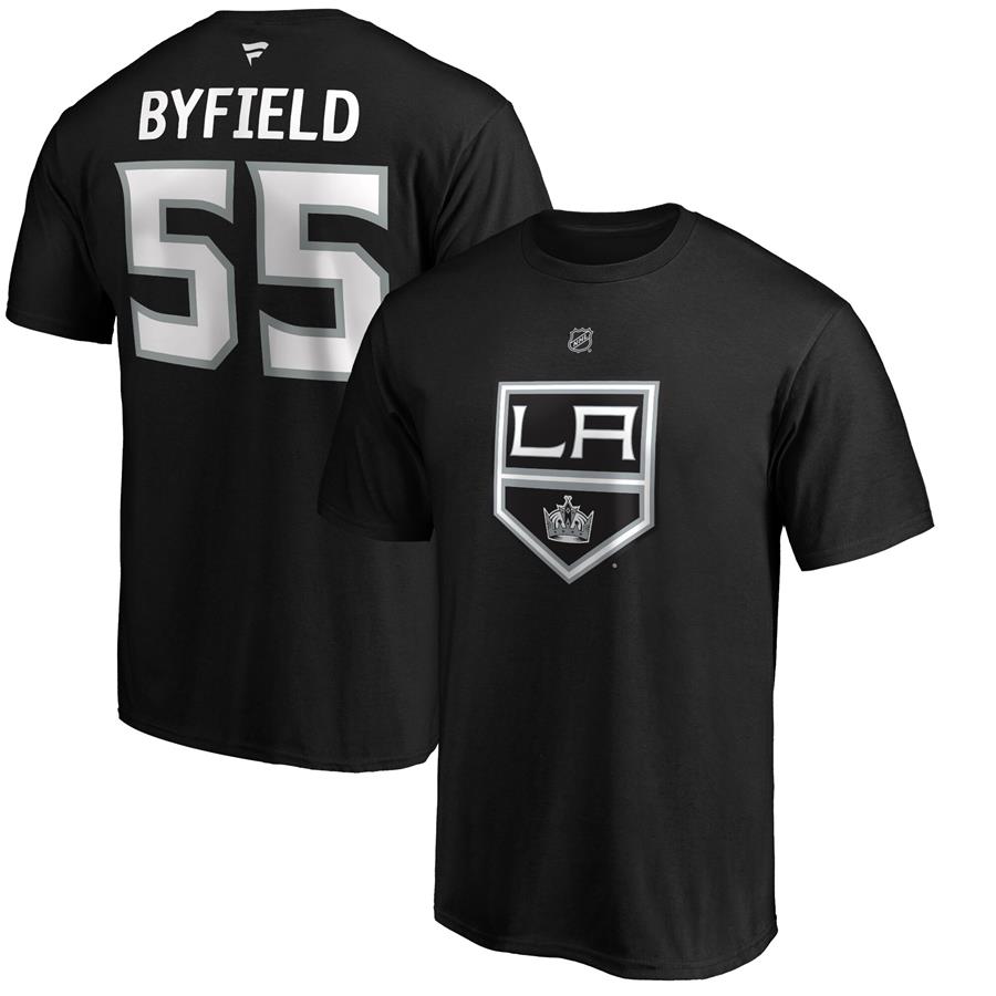 Quinton Byfield Los Angeles Kings Fanatics Branded Authentic Stack Name & Number T-Shirt - Black