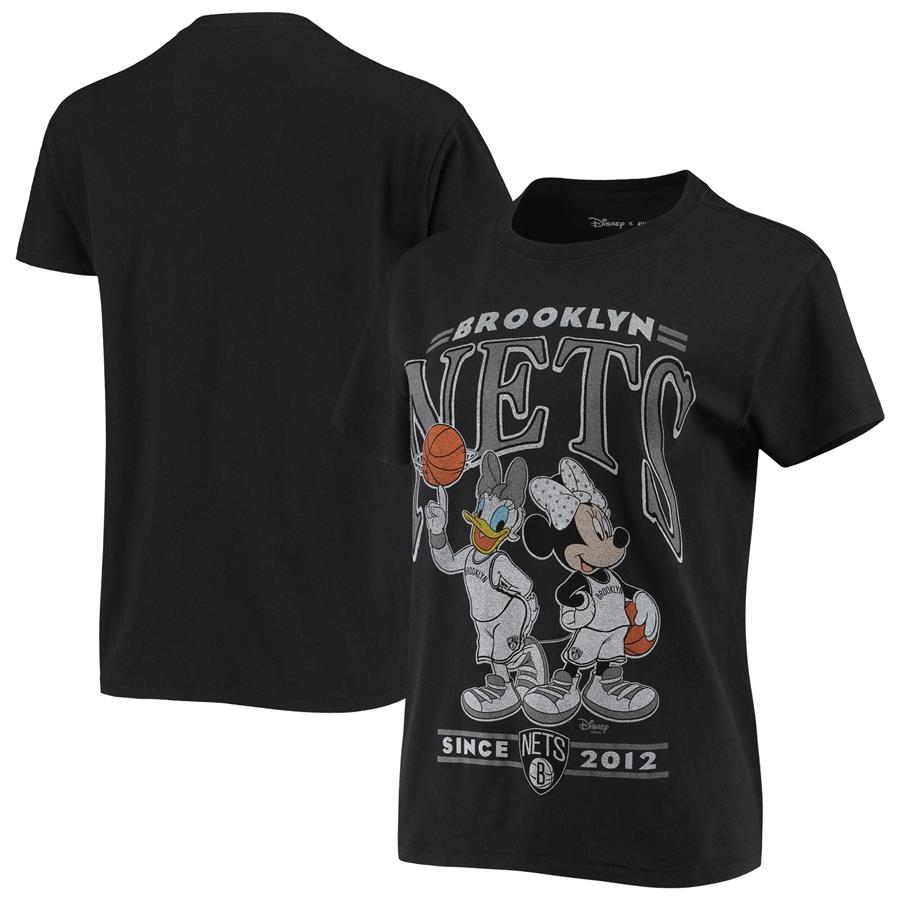 Brooklyn Nets Junk Food Women's Minnie & Daisy T-Shirt - Black