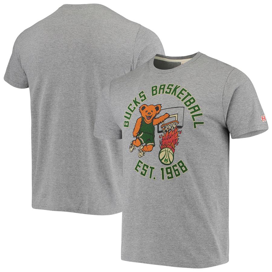 Milwaukee Bucks Homage NBA x Grateful Dead Tri-Blend T-Shirt - Heathered Gray