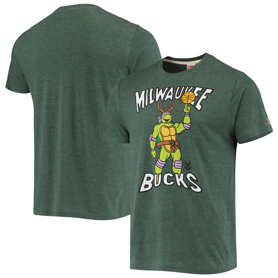 Milwaukee Bucks Homage NBA x Teenage Mutant Ninja Turtles Tri-Blend T-Shirt - Green