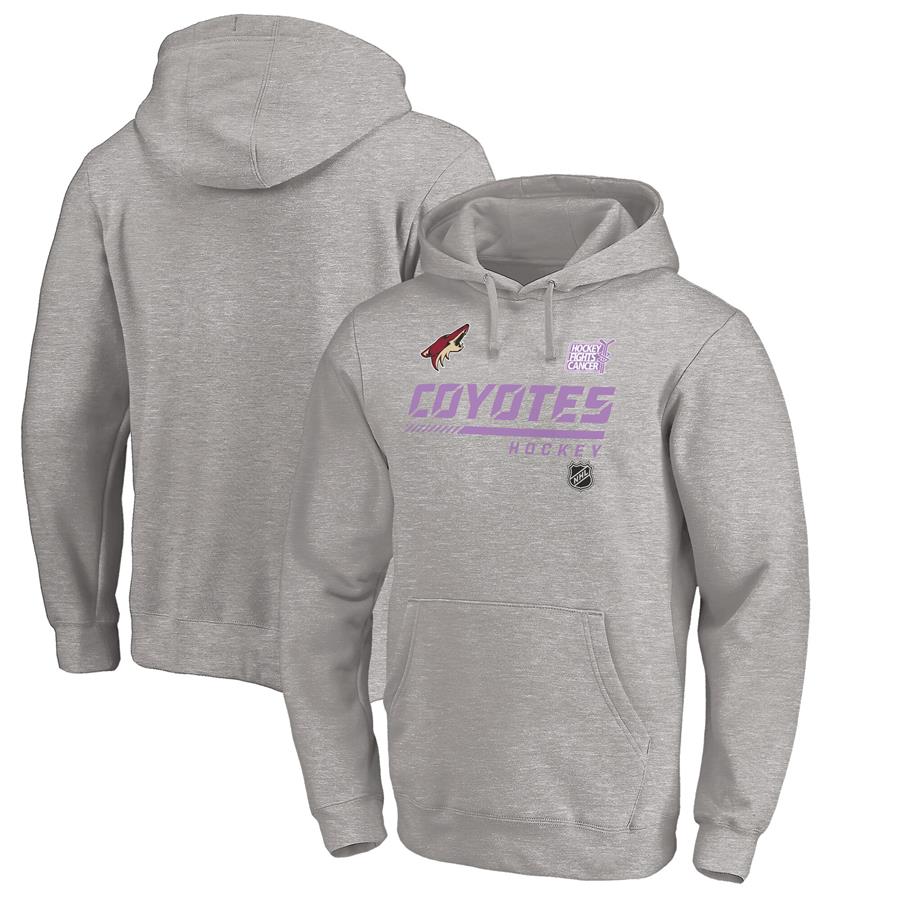 Arizona Coyotes Fanatics Branded 2020 Hockey Fights Cancer Pullover Hoodie - Heather Gray