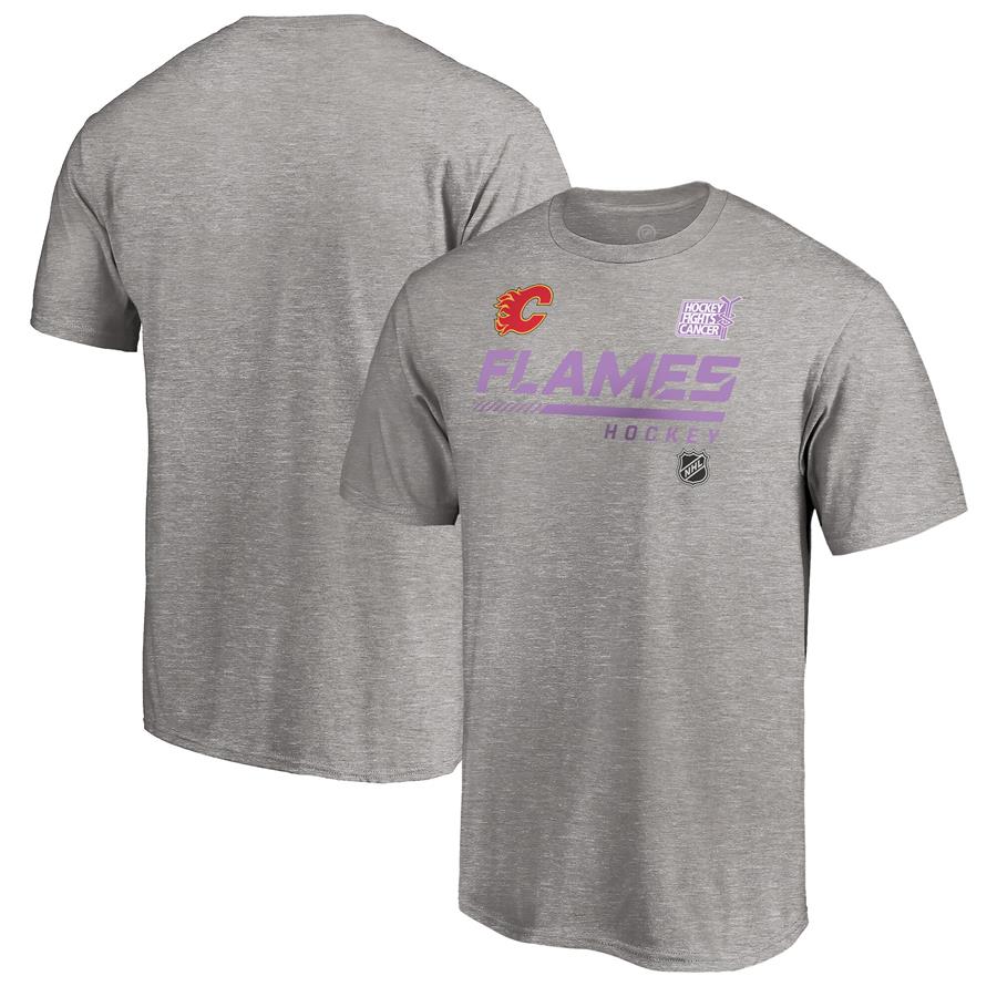 Calgary Flames Fanatics Branded 2020 Hockey Fights Cancer T-Shirt - Heather Gray