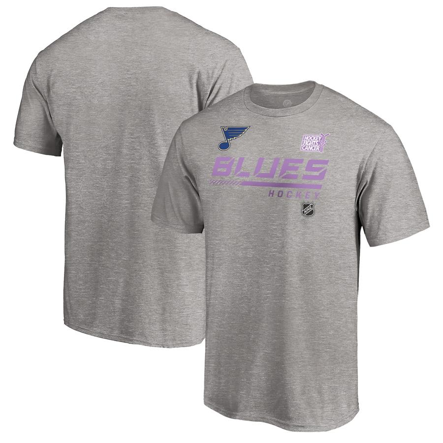 St. Louis Blues Fanatics Branded 2020 Hockey Fights Cancer T-Shirt - Heather Gray