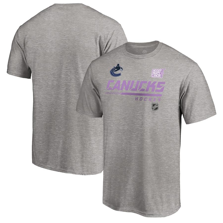 Vancouver Canucks Fanatics Branded 2020 Hockey Fights Cancer T-Shirt - Heather Gray