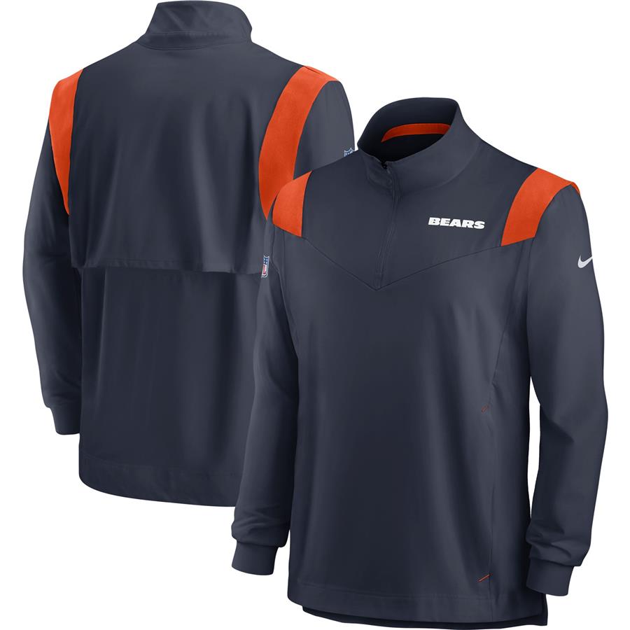 Chicago Bears Nike 2021 Sideline Coaches Repel Quarter-Zip Jacket - Navy
