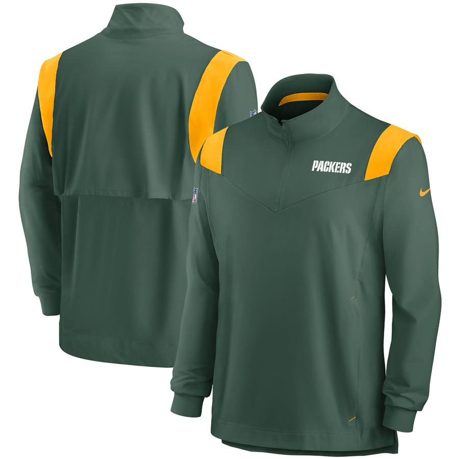 Green Bay Packers Nike 2021 Sideline Coaches Repel Quarter-Zip Jacket - Green