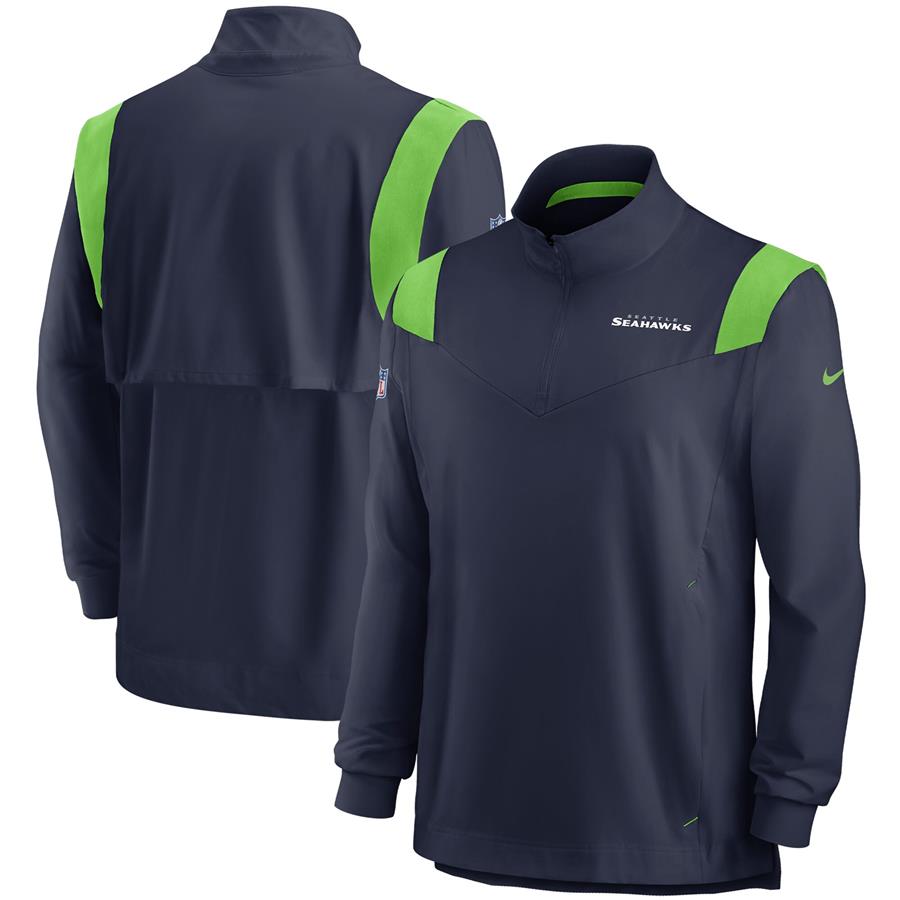 Seattle Seahawks Nike 2021 Sideline Coaches Repel Quarter-Zip Jacket - College Navy